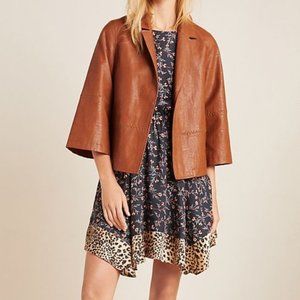 NWT Anthropologie Embroidered Faux Leather Jacket